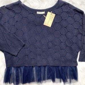 2/$20🌸 NWT Alythea Scalloped Mesh Tulle Blouse